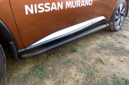 Nissan MURANO 2016- Пороги алюминиевые "Optima Black" 1800 черные